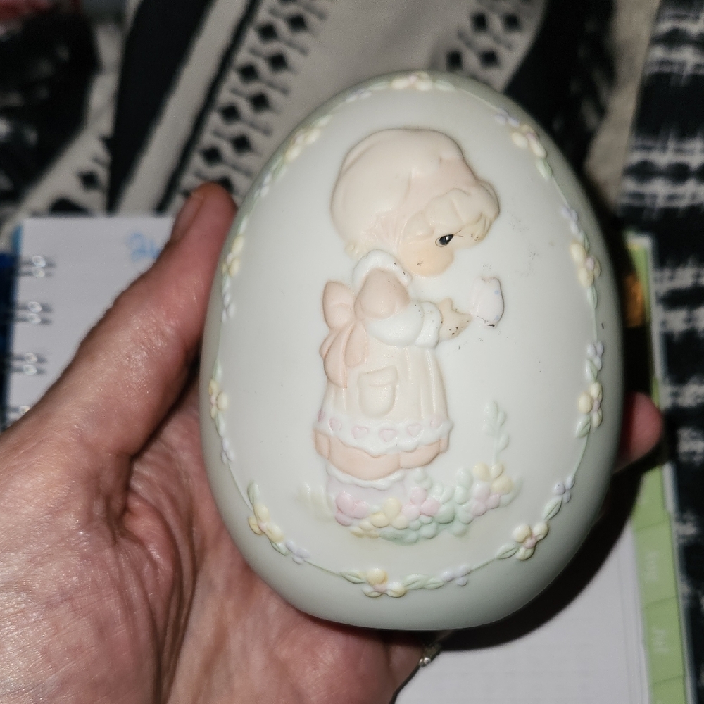 Precious Moments Pastel Egg with Girl Figurine